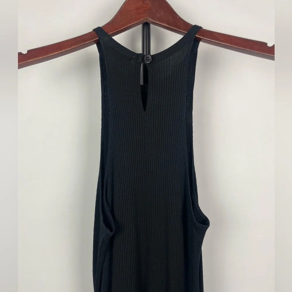 LNA Heathered Black Ribbed Halter Casual Fit & Flare Dress - Picture 7 of 9